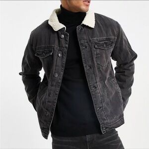 Sunrise Kingdom Men's Gray Sherpa Denim Jacket